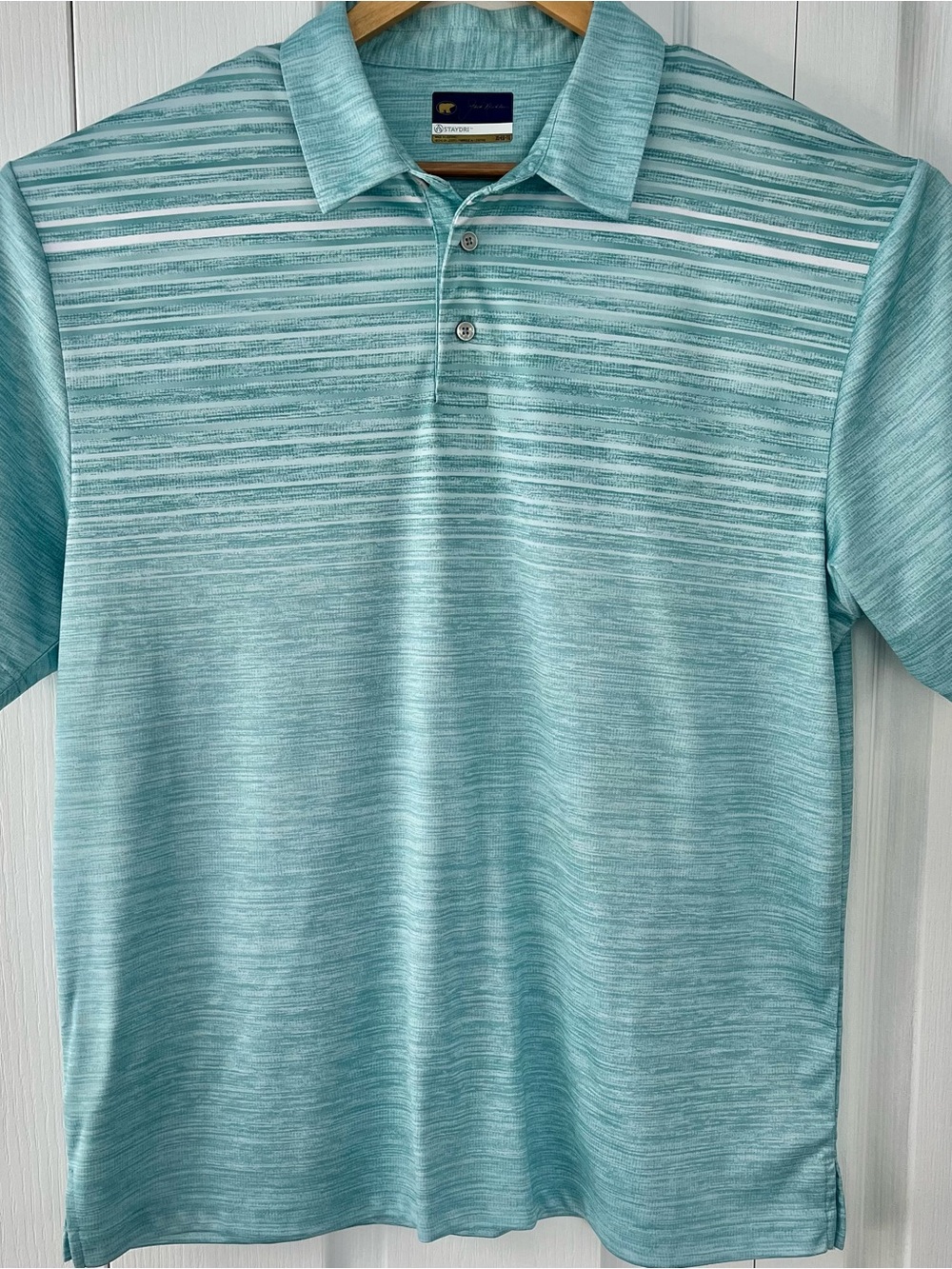Jack Nicklaus Golden Bear (sleeve) StayDri Golf Polo Shirt Mens XL Green Striped